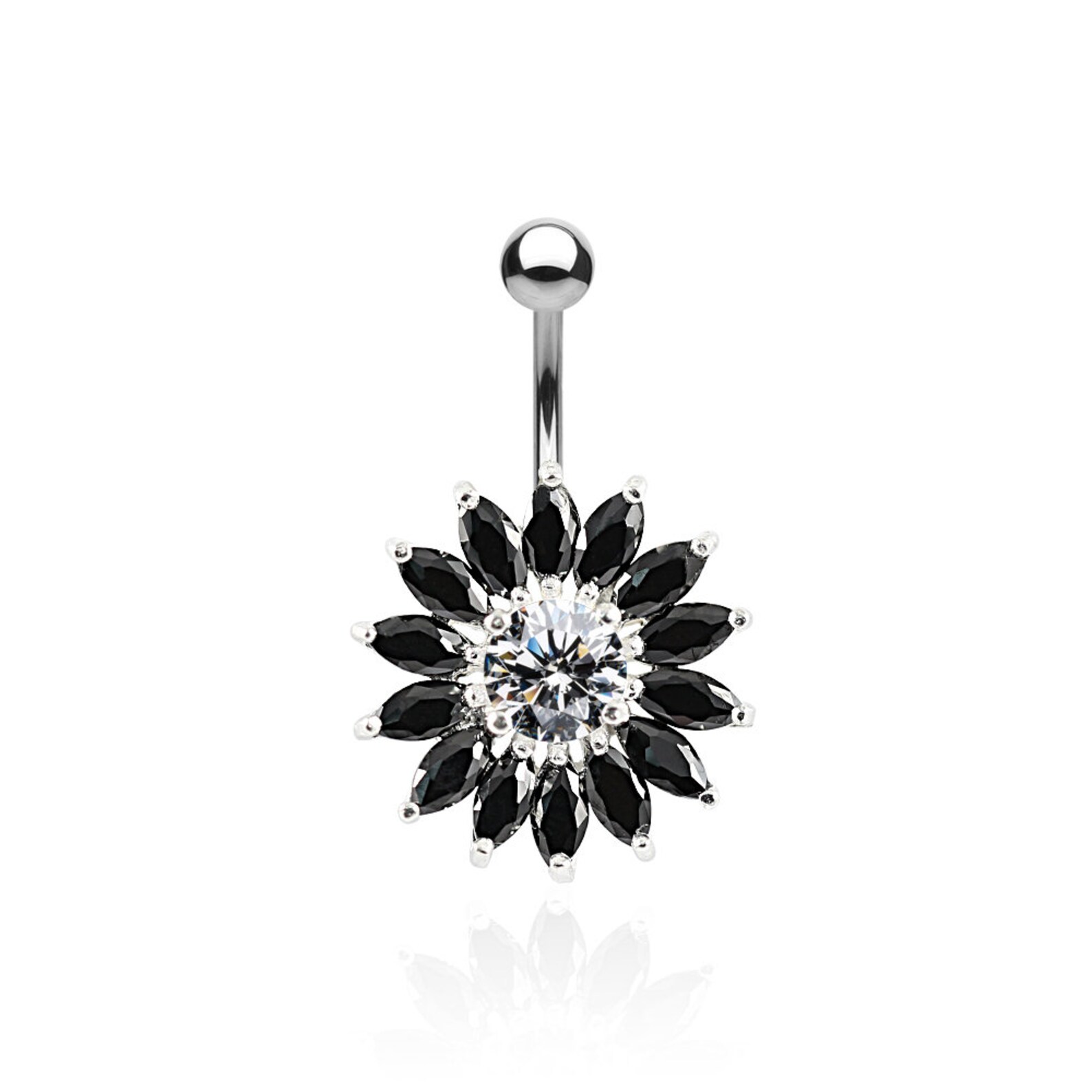 Sunflower Belly Ring CZ Belly Button Rings Belly Button Etsy UK