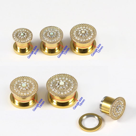 Anodized Steel Gold Ear Gauges - Price for one piece - Screw Fit Tunnel  Earrings - Ear Stretchers- Plugs and Tunnels (1.2mm to 30mm)