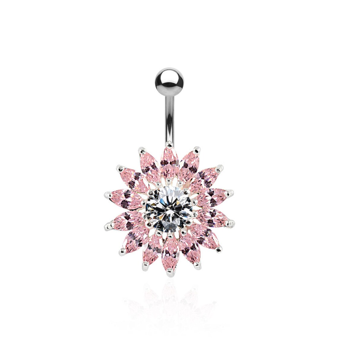 Sunflower Belly Ring CZ Belly Button Rings Belly Button Etsy UK