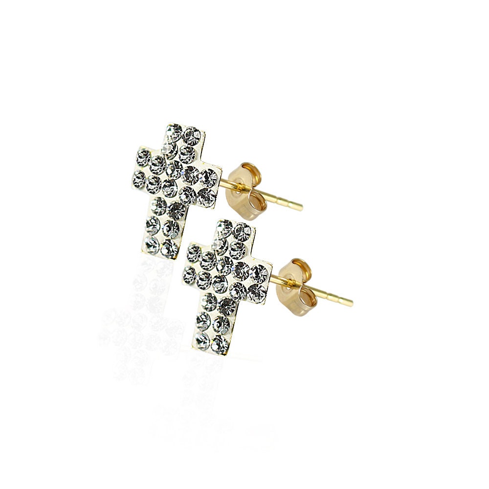 Cross Stud Earrings 9K Gold Earrings Cross Earrings Multi Etsy UK