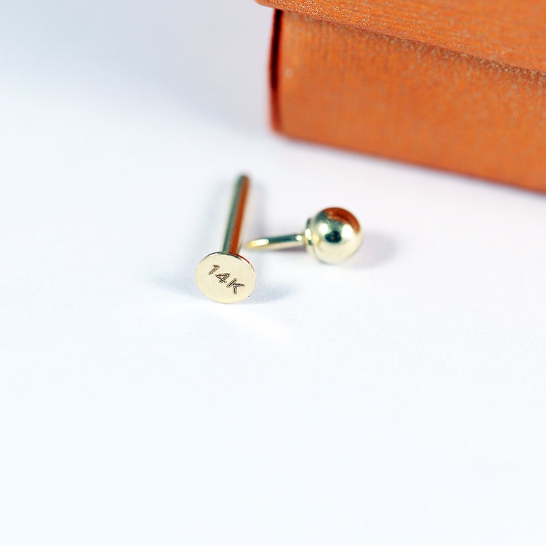 14K Gold Labret/ Cartilage Stud With Ball Stud Tragus Etsy