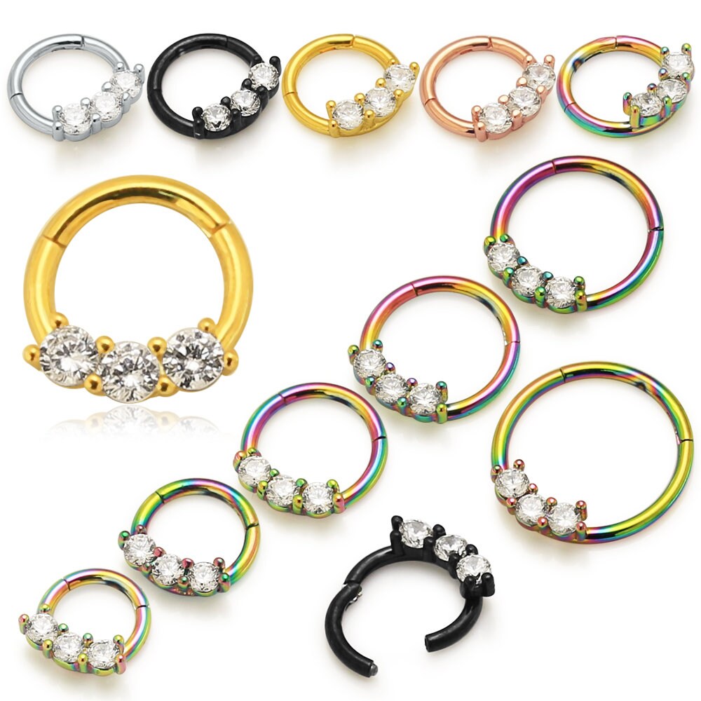 CZ Septum Ring/ Cartílago Hoop Hinged Septum Ring/ Tragus Etsy