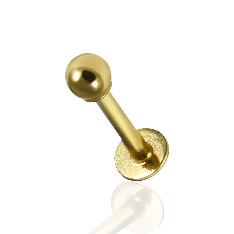 14K Gold Labret/ Cartilage Stud With Ball Stud Tragus Etsy