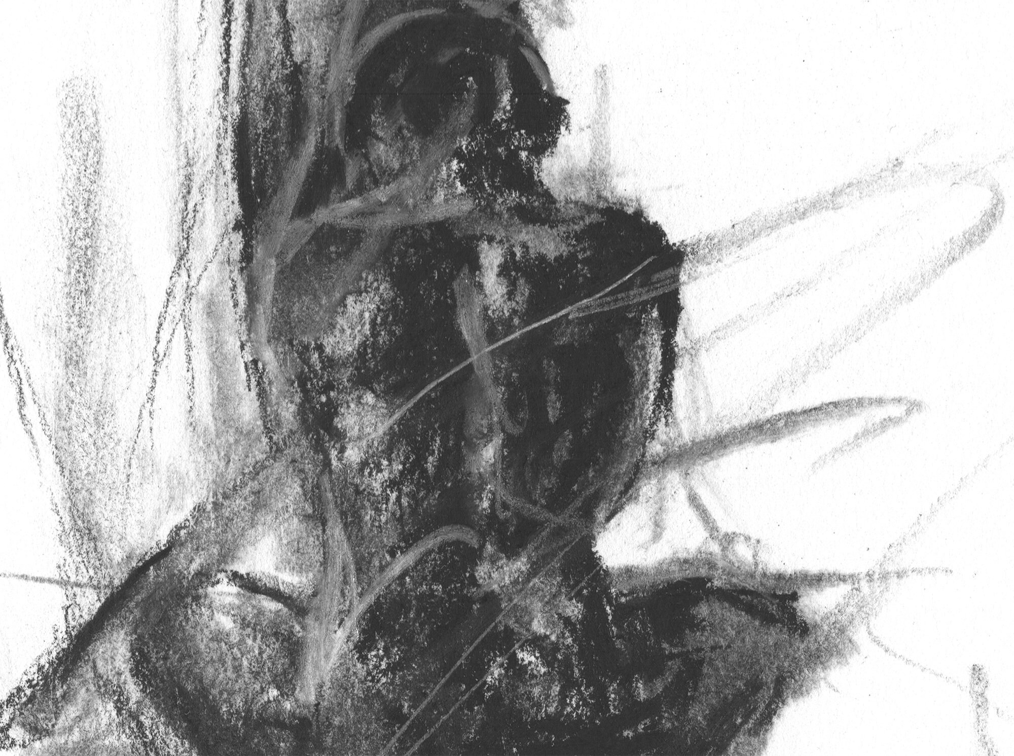 CHARCOAL DRAWING PRINT Wall Art Black White Fine Art Paper Emotional