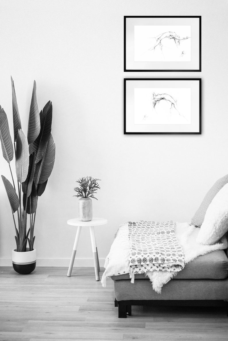 FEMALE DRAWING PRINT Wall Art Black White Sketch Fine Art Etsy