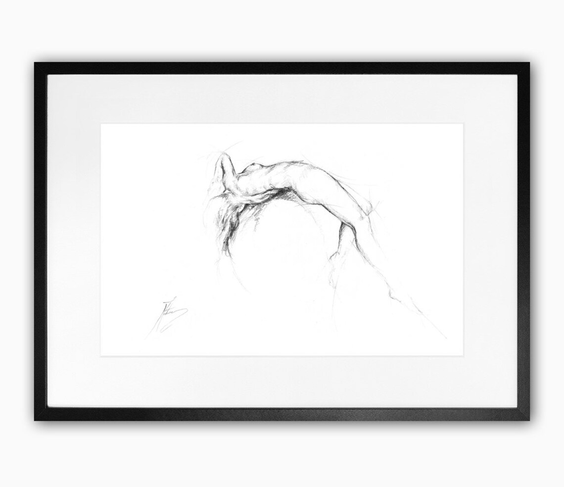 DRAWING PRINT SET 2 Wall Art Black White Drawing Sketch Fine Art Paper
