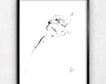 Ballet Dancer Charcoal Drawing: Black and White Figure Art Print
