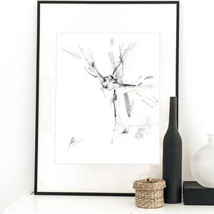 AVIAN I Female Figure with Wings Charcoal Drawing Giclee Print Wall Art Paper Black White Woman Motion by Antoine de Villiers #AntoineArt