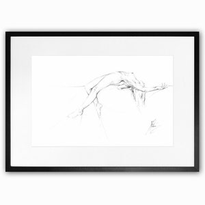 FEMALE DRAWING PRINT Wall Art Black White Sketch Fine Art Paper Emotional Woman Girl Figure Figurative by Antoine de Villiers AntoineArt image 2