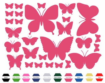 28 Butterfly Stickers Set Green Any Colour Laptop Glass Car Vinyl Wall Art
