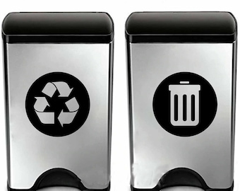 8 Packs Recycle and Trash Vinyl Sticker Vinyl Decals Logo Style Symbol to Organise Trash Can Stickers