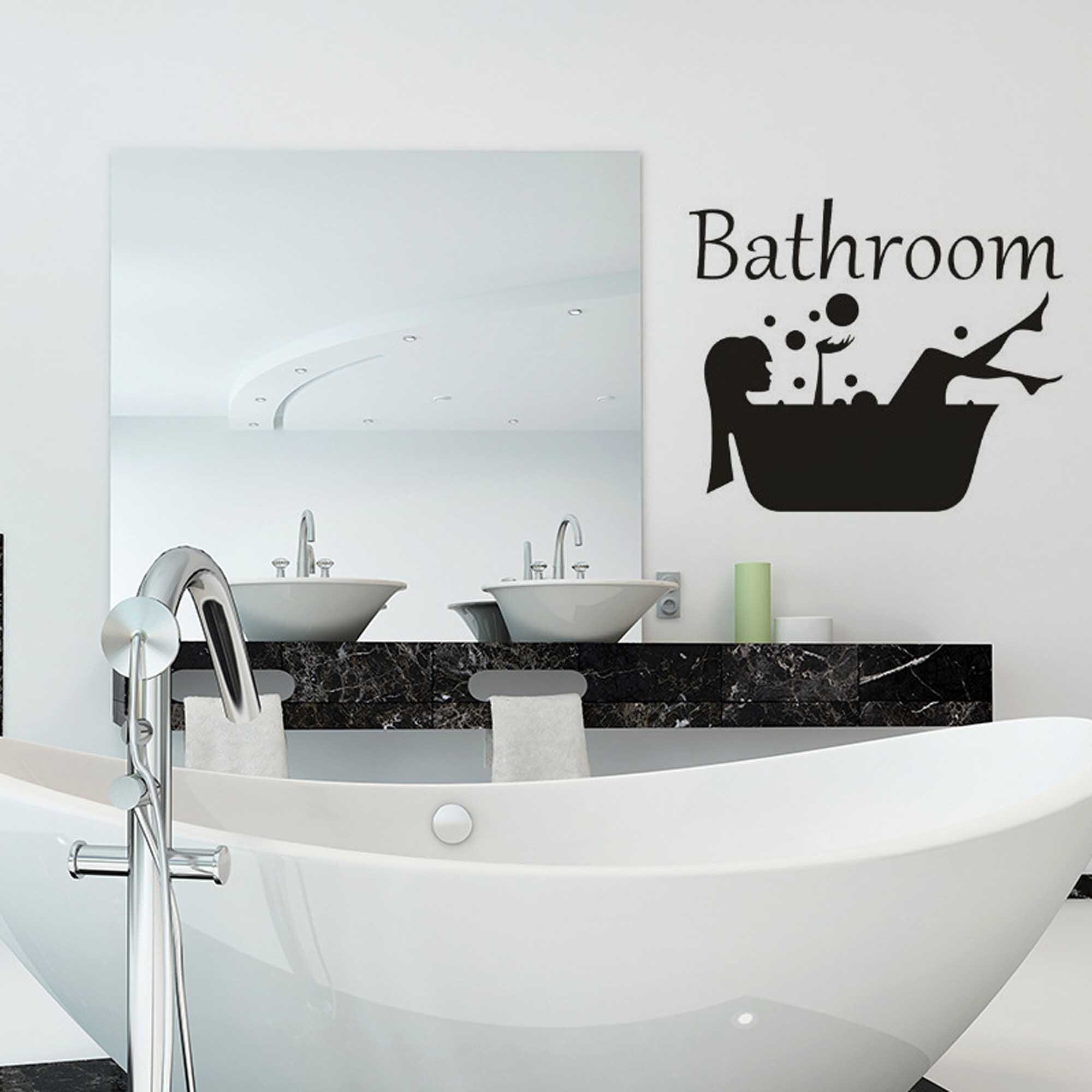 Bathroom Beauty Girl on the Bathtub Wall Stickers Art Design Stickers ...