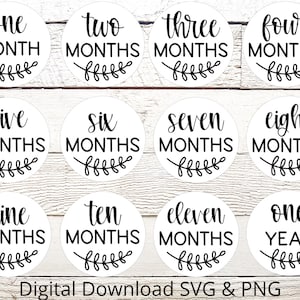 Baby Milestone Rounds SVG, Baby Monthly Milestone Rounds svg, Baby Monthly Photo Prop, Baby Cut Files for Glowforge Cricut Silhouette