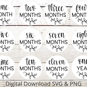 Baby Milestone Rounds SVG, Baby Monthly Milestone Rounds Svg, Baby Monthly Photo Prop, Baby Cut Dateien für Glowforge Cricut Silhouette