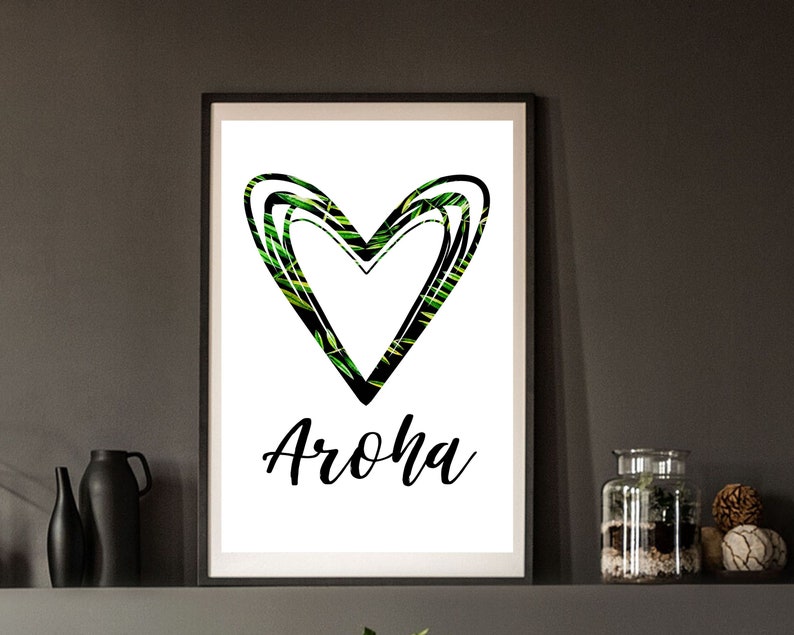 Aroha Maori Love Art Print – New Zealand Punga Design (digital Download ...