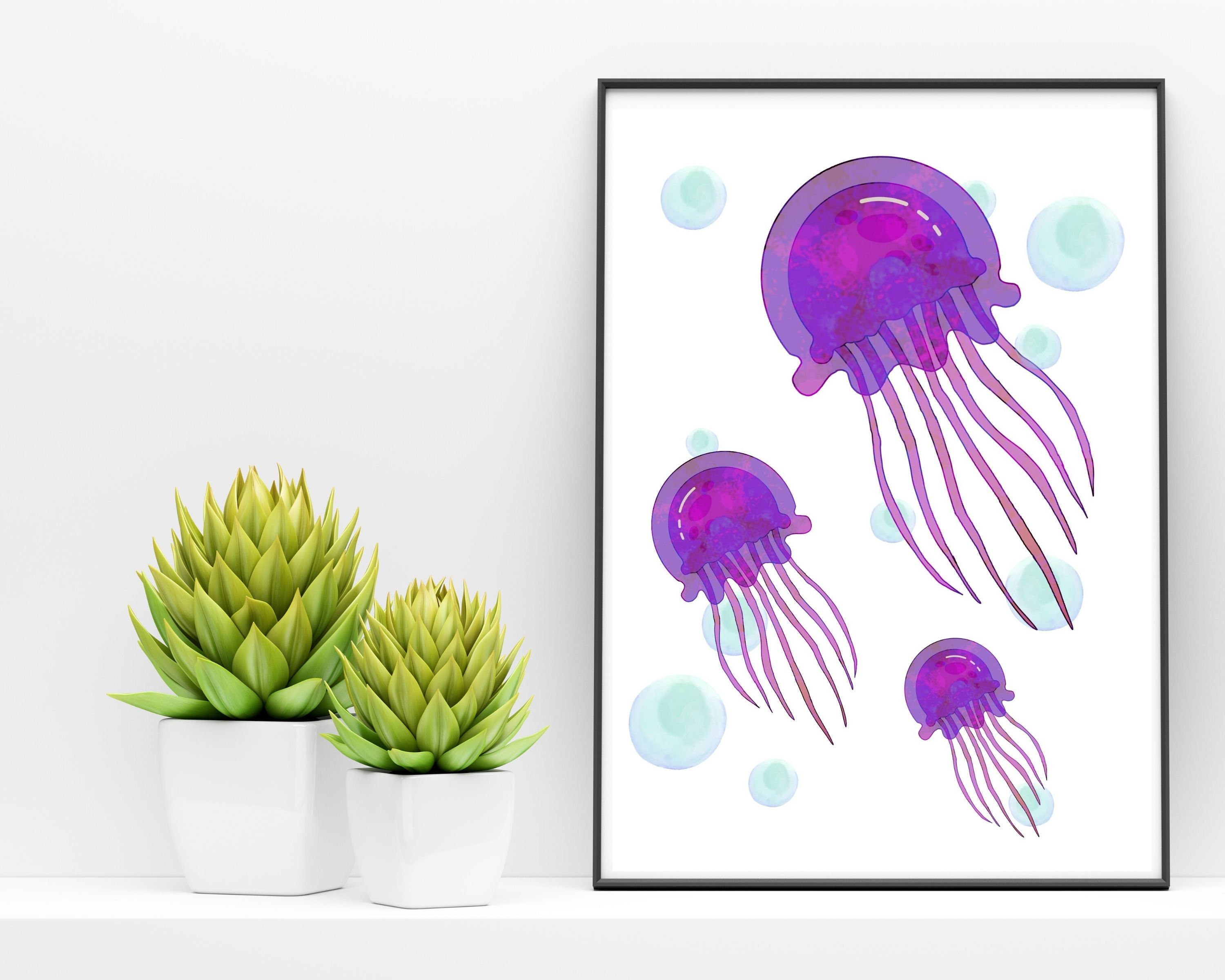 Jellyfish Wall Art, Kids Wall Art, Ocean Poster, Nursery Decor, Sea