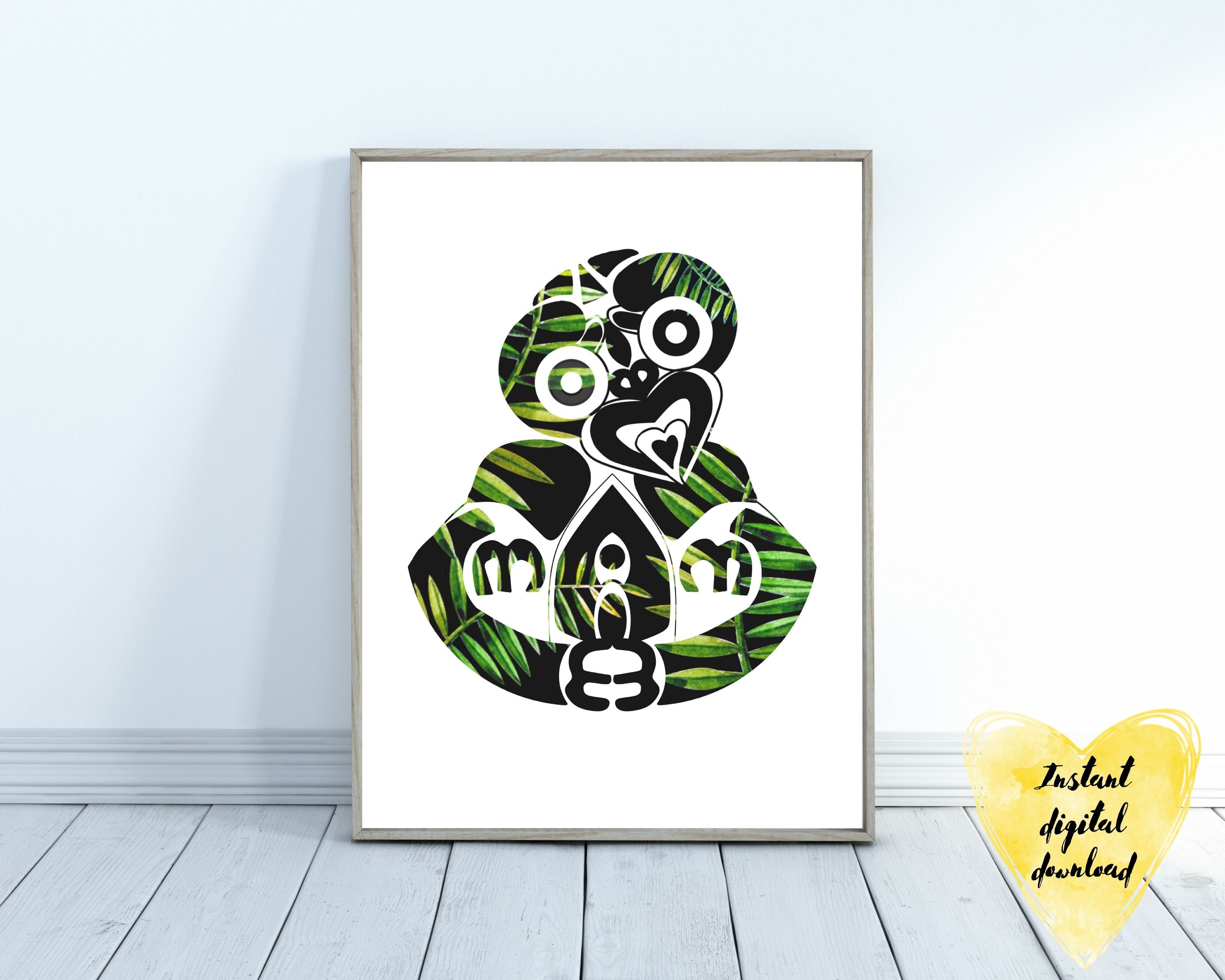 Tiki Botanical Fern Print New Zealand Maori Tiki Pacific Etsy New Zealand