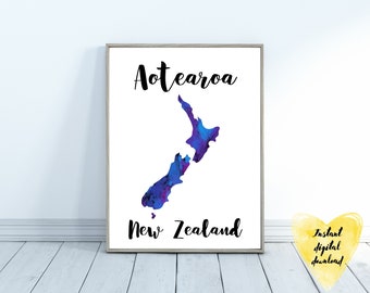Aotearoa New Zealand Map Art Print – Maori Wall Decor (Digital Download)