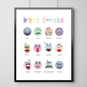 Feelings Poster - Te Reo Maori to English - Classroom Decor - Teaching Poster - Playroom - Educational Posters