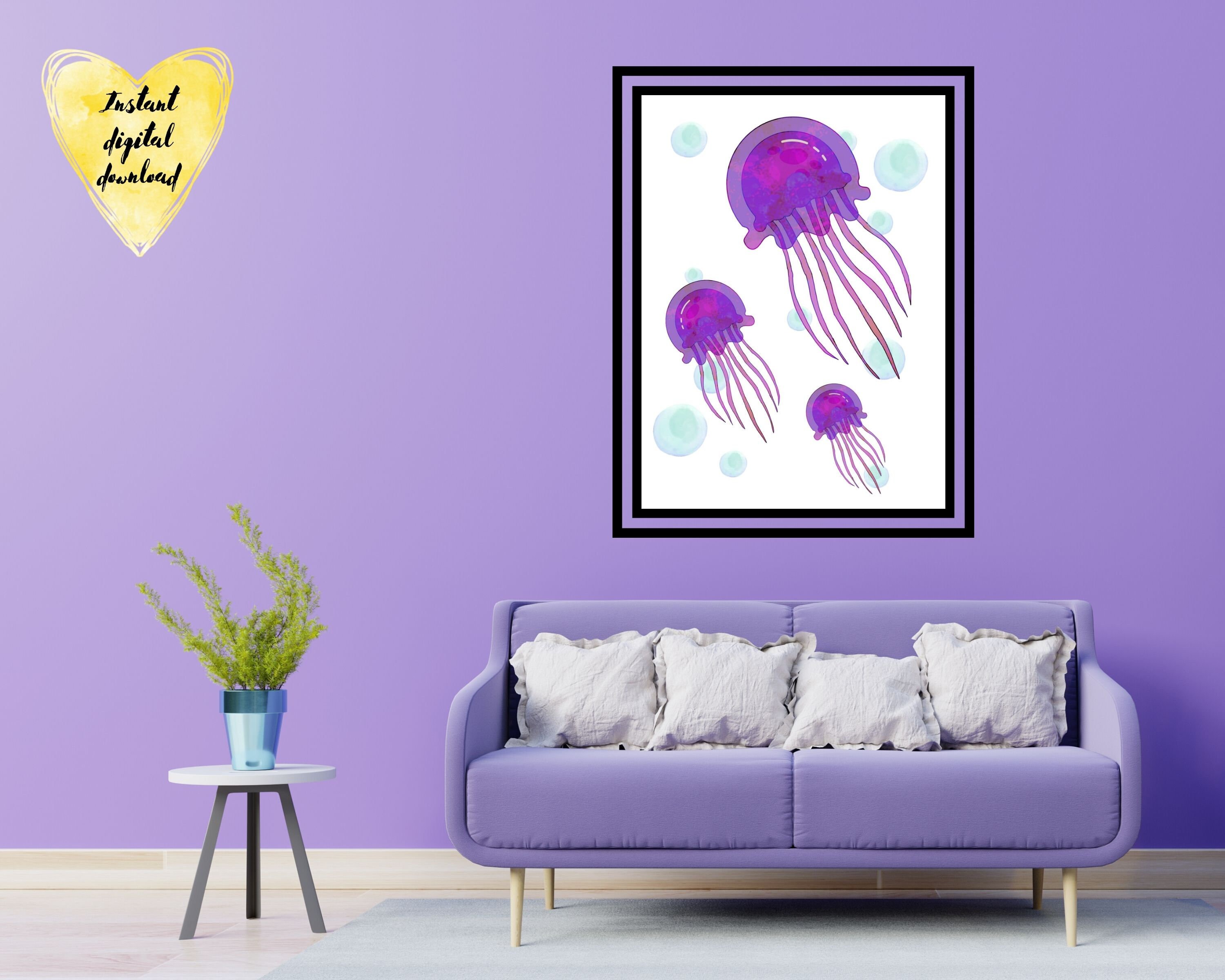 Jellyfish Wall Art Kids Wall Art Ocean Poster Nursery Etsy Singapore