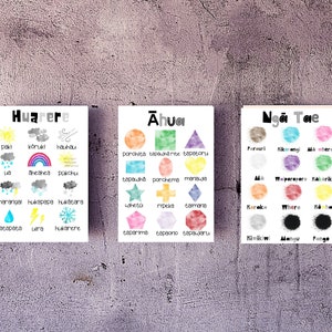 Te Reo Maori to English Set of 3 Learn Maori Shapes Colours Weather ...