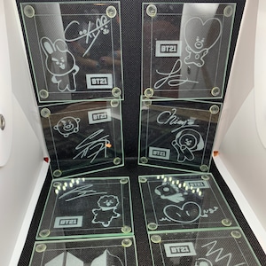 BTS Army | 2x BT21 Glass Coaster w/ Non-Slip Feet | Shooky Mang Chimmy Tata Koya RJ Cooky Army | Bangtan Boys