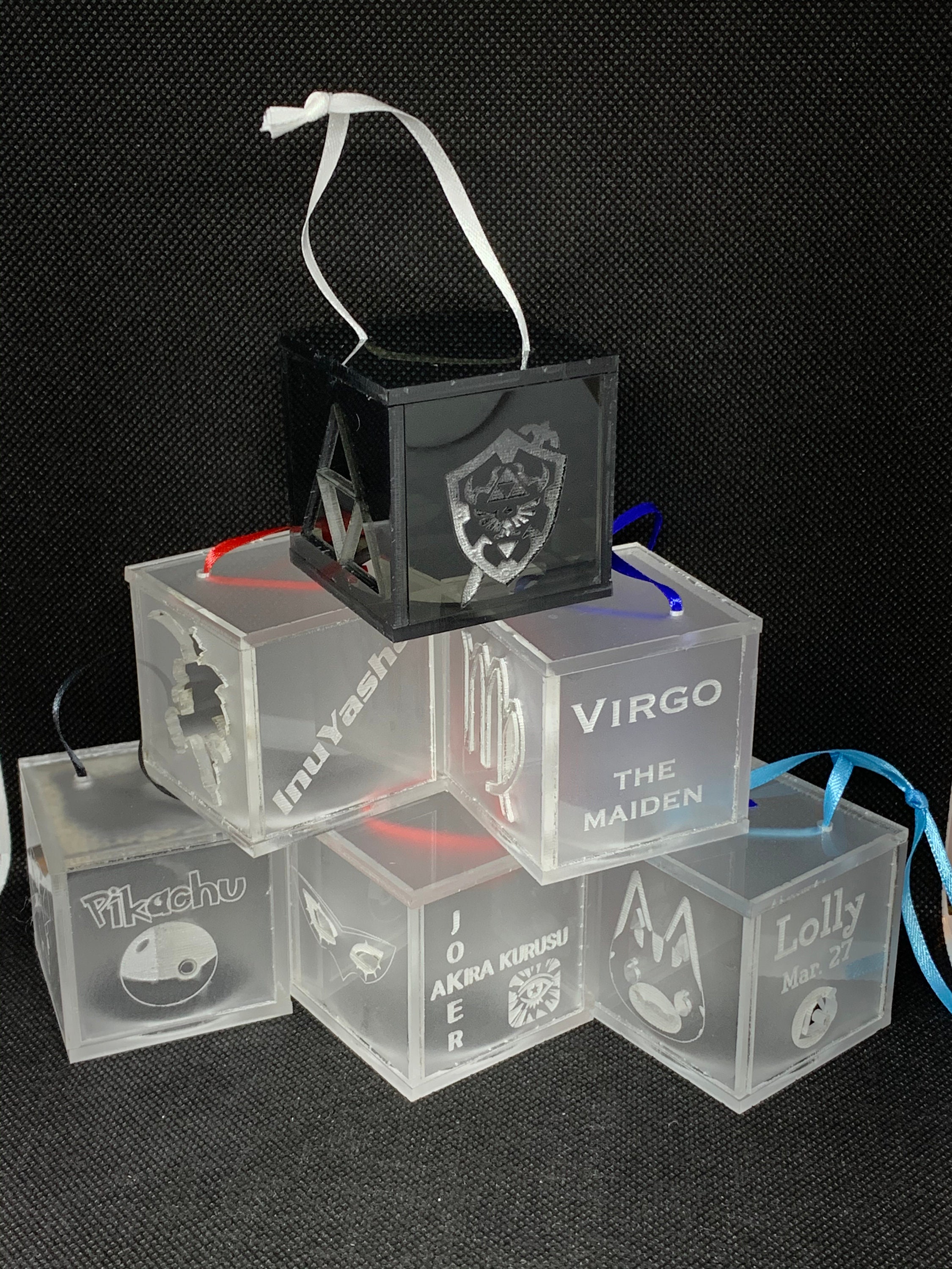 CUSTOM LightUp Box Ornament With Light And Colored Ribbon Etsy