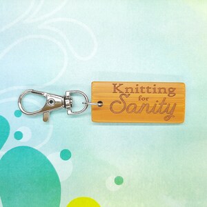Knitting For Sanity Bamboo Keychain - Laser Engraved - Etched