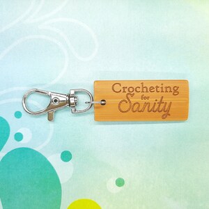 Crocheting For Sanity Bamboo Keychain - Laser Engraved - Etched