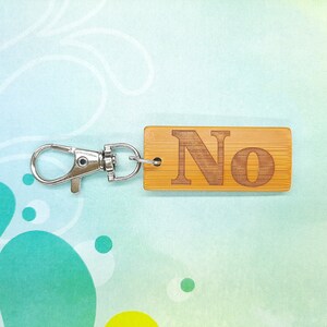 No - Bamboo Keychain - Laser Engraved - Etched