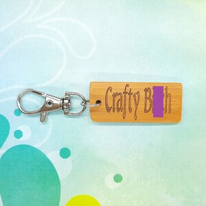Crafty B Bamboo Keychain - Laser Engraved - Etched