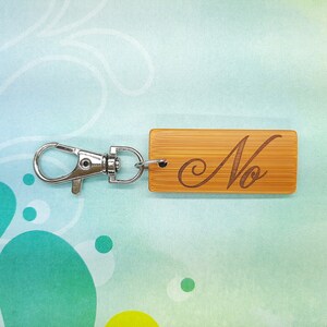 No - Bamboo Keychain - Laser Engraved - Etched