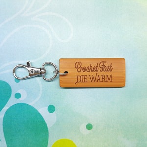 Crochet Fast Die Warm Bamboo Keychain - Laser Engraved - Etched