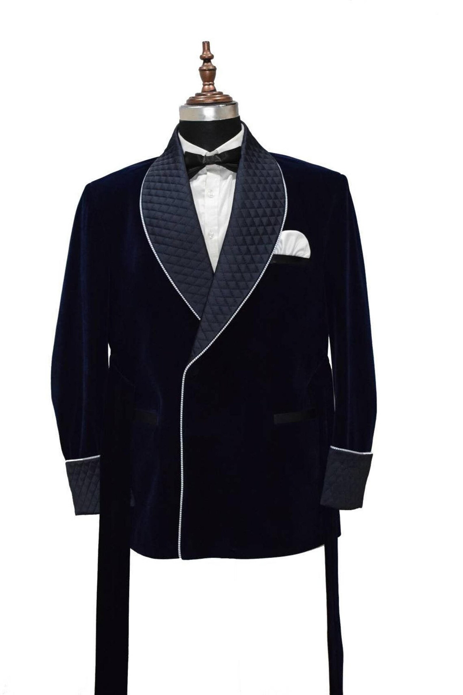 Men Navy Blue Velvet Smoking Jacket Hosting Dinner Party Wear | Etsy