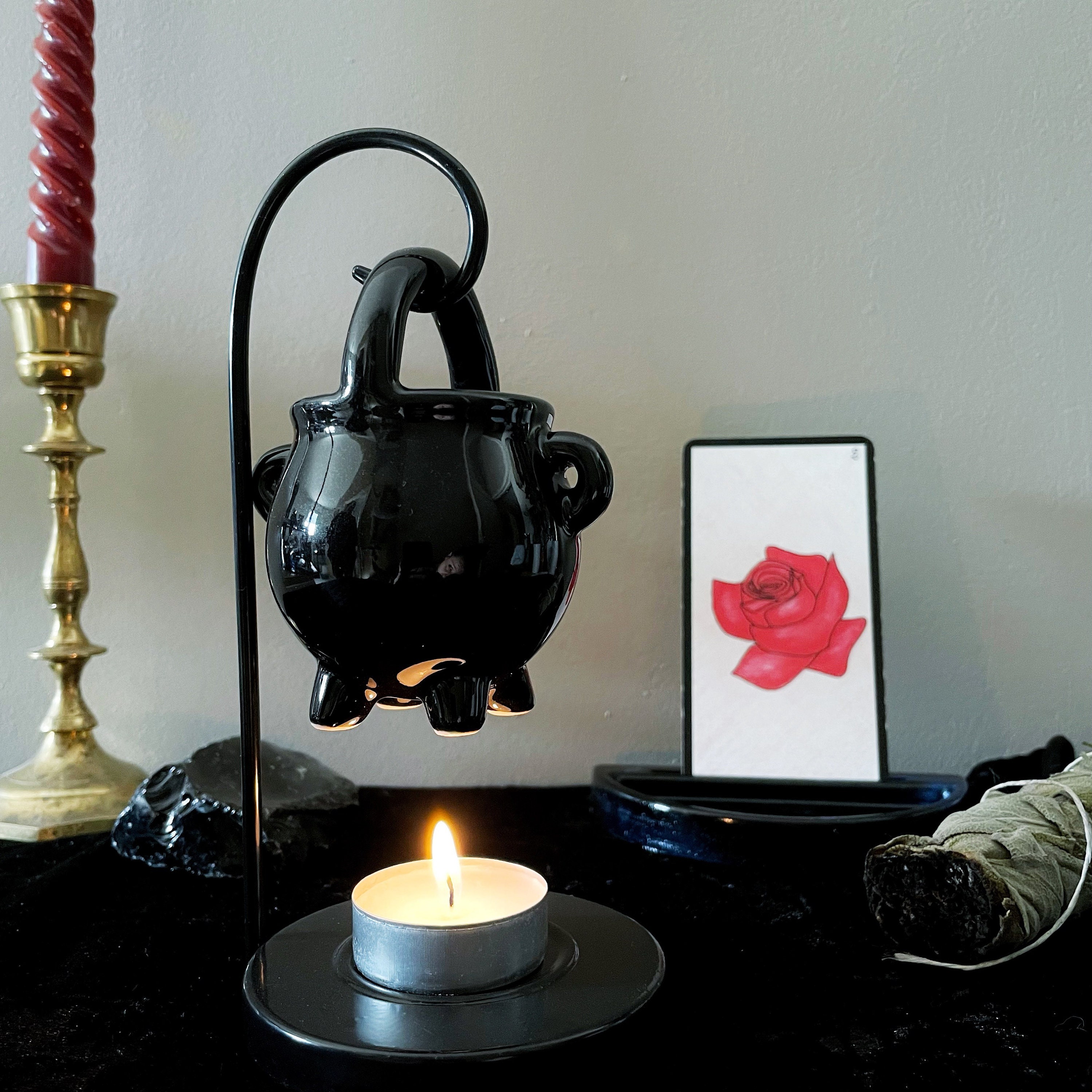 Brûle Parfum Pour Fondant Parfumé Brûleur Chaudron Suspendu Witch Gothique