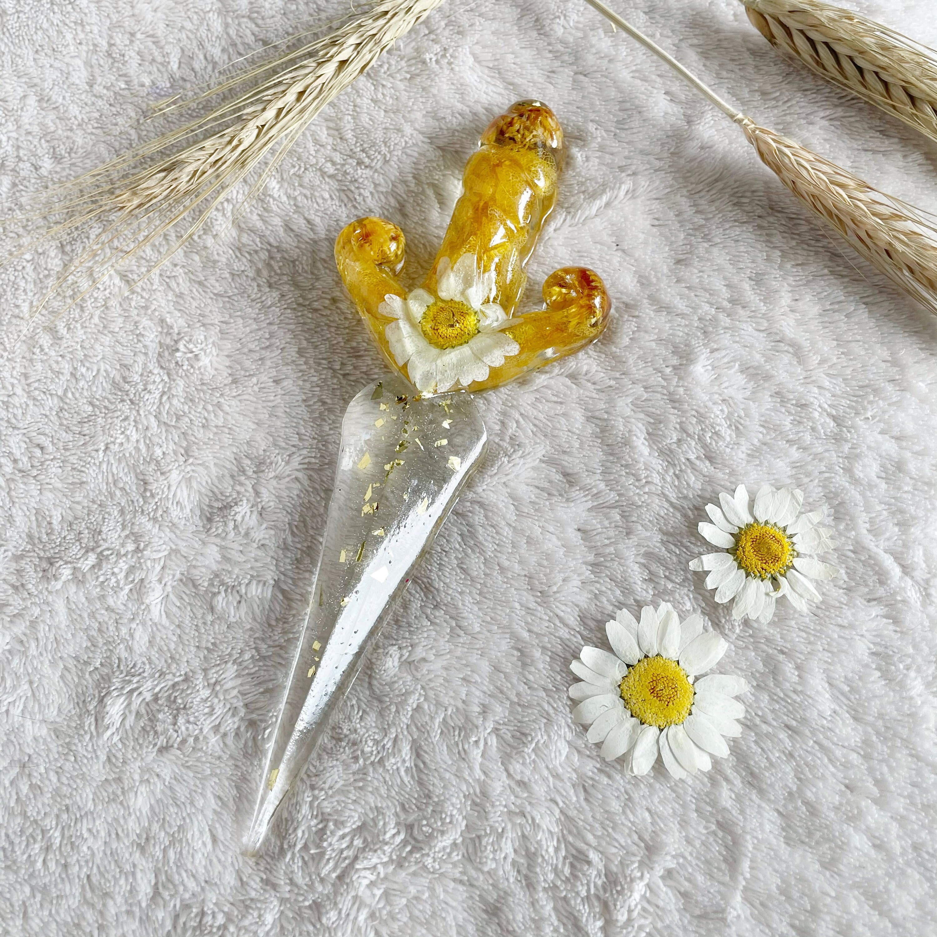 Dague Florale Décoration Fleurs Résine Epoxy Marguerite Pissenlit