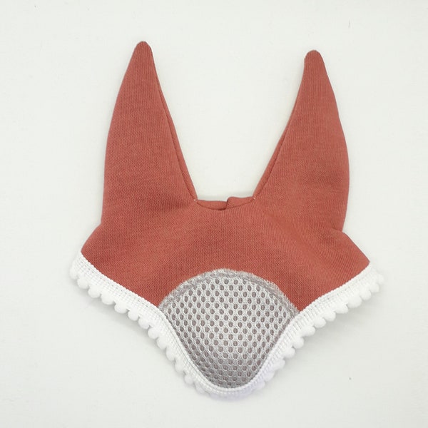 Deluxe Ear Bonnet - Dark Pink - For Hobby Horse - Strawberry Fly Veil for Stick Horse - Dusky Rose - Hobby Horsing Accessories