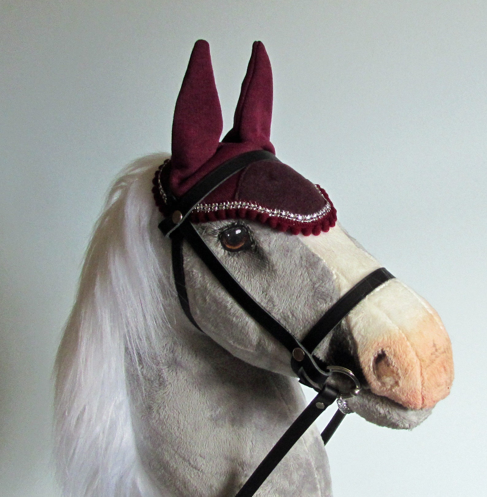 Deluxe Ear Burgundy for Hobby Horse Fly Veil for Etsy