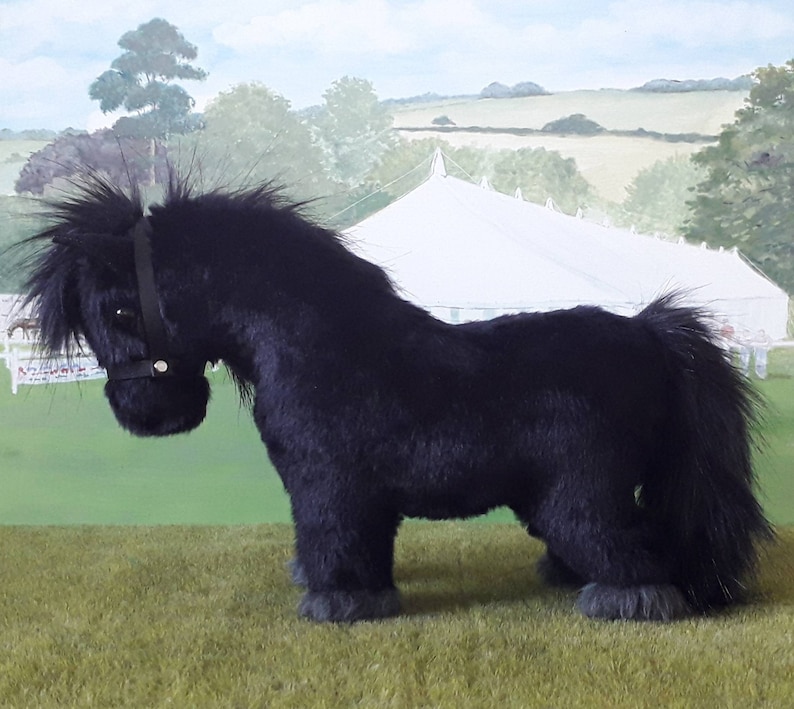 Black Shetland Pony Handmade Model Horse Vegan Leather Halter and Rug Accessories Included Optional Add-Ons Available image 2