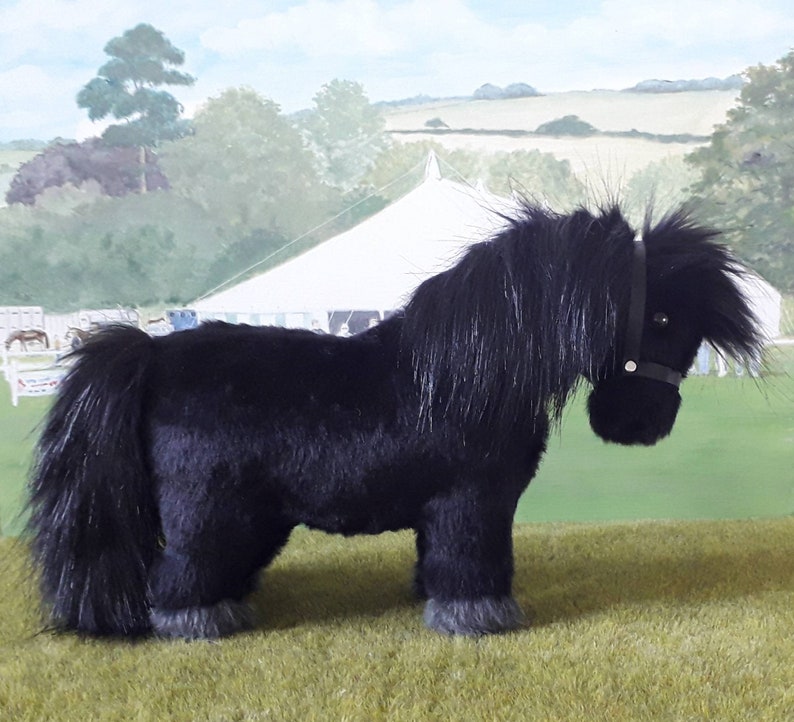 Black Shetland Pony Handmade Model Horse Vegan Leather Halter and Rug Accessories Included Optional Add-Ons Available image 1