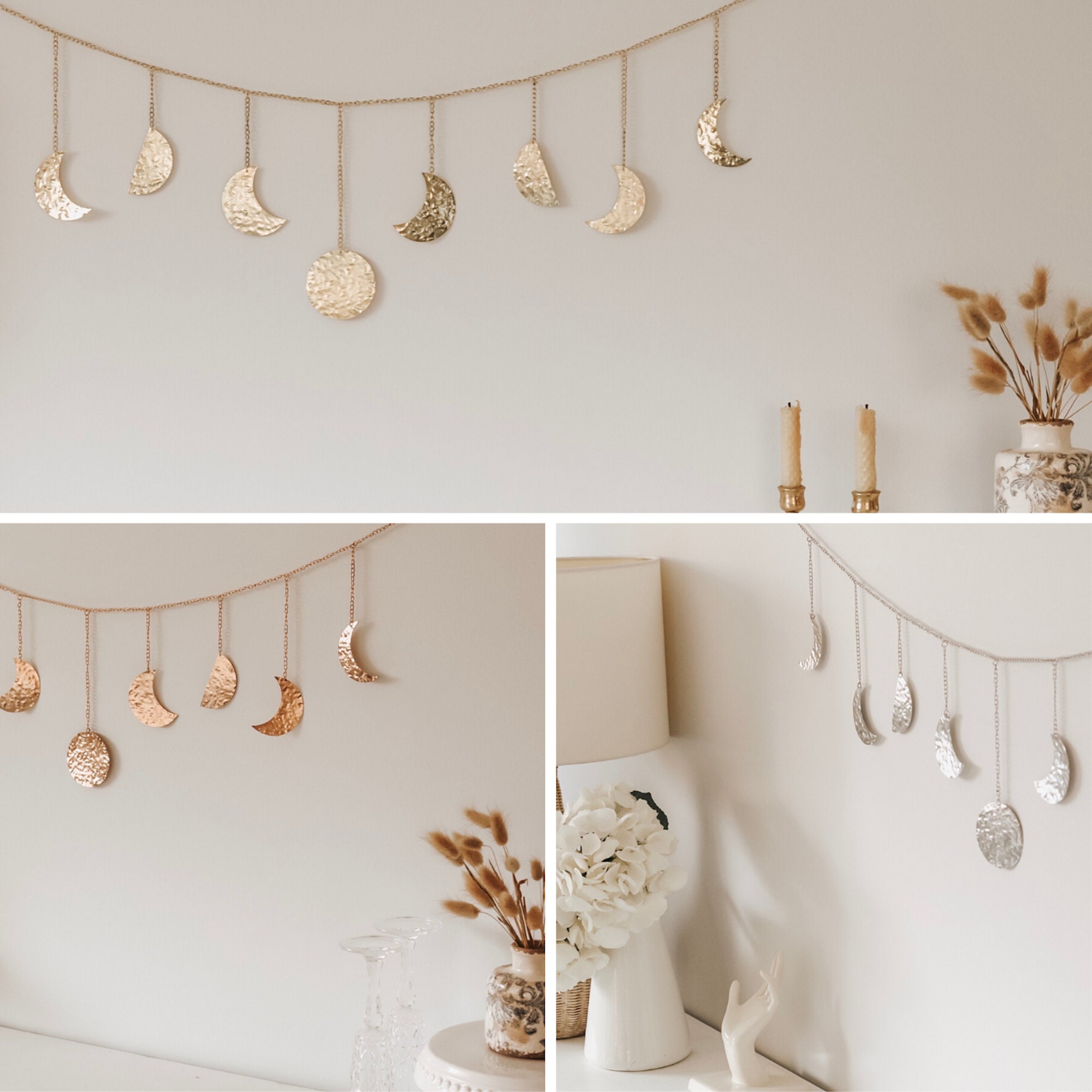 Moon Phase Wall Hanging Garland Gold Unique Lightweight Etsy