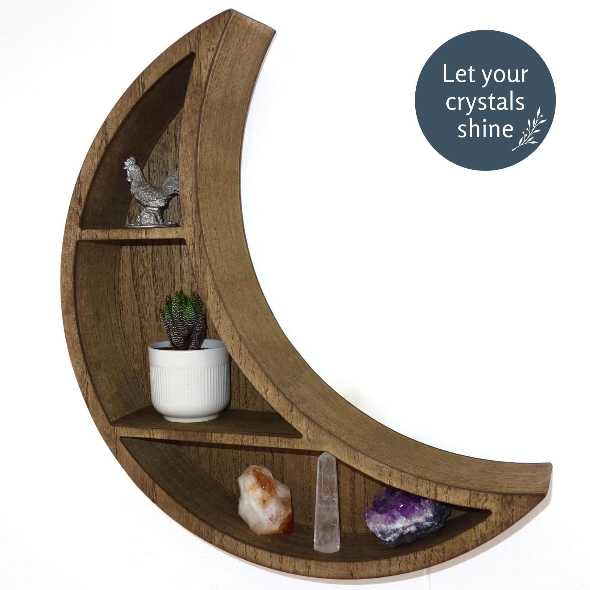 Crescent Moon Wall Shelf Light BrownUnique Moon Shaped Etsy