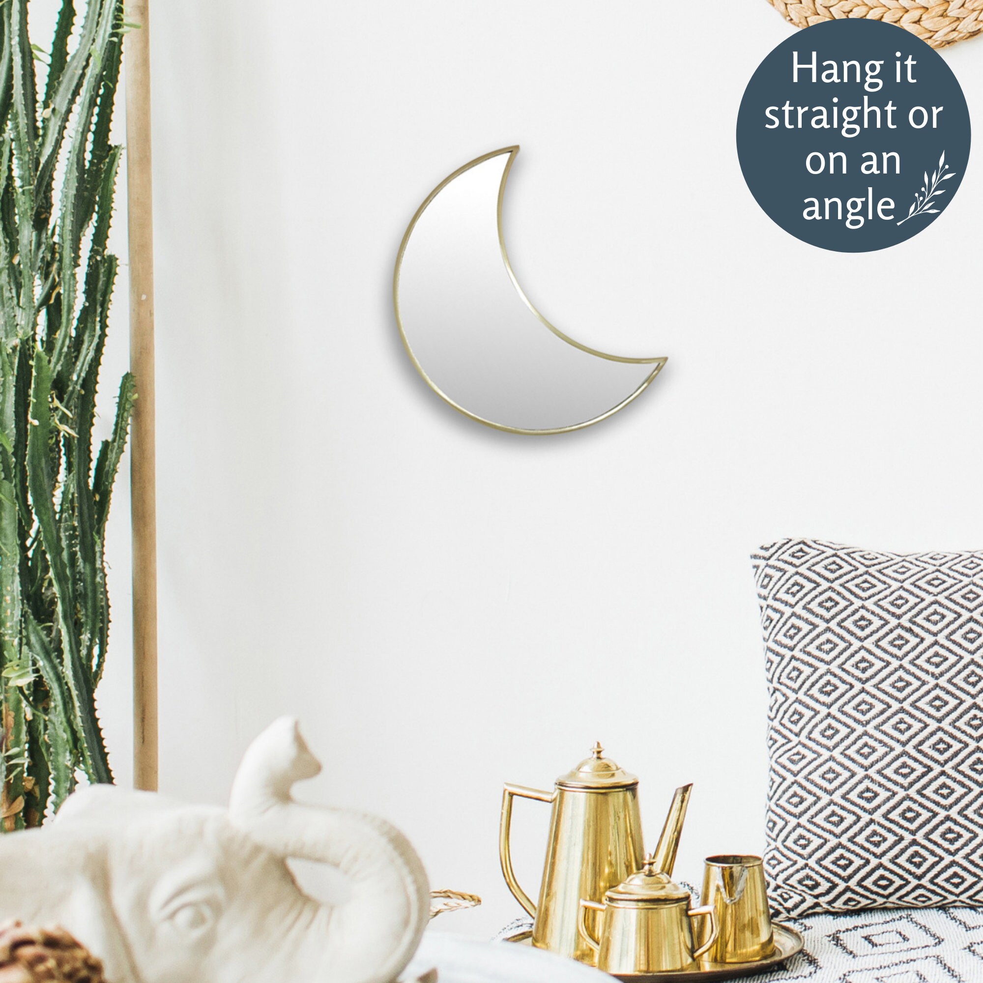 Crescent Moon Mirror Wall Decor Gold Unique Handmade Etsy