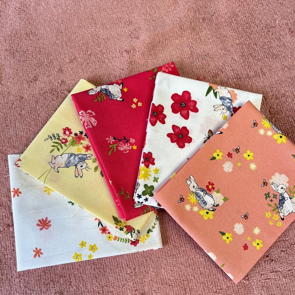 Peter Rabbit Floral Fat Quarter Bundle of 5 Fabrics