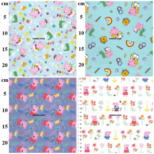 Tissu Peppa Pig Extra Wide 100% Coton de qualité