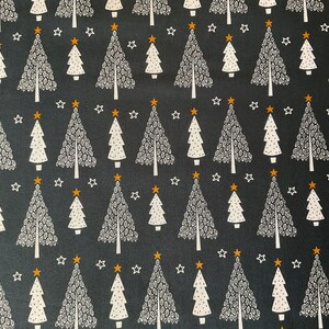 Christmas Trees Cotton Fabric - Navy Holiday Print