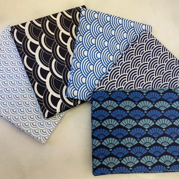 Fans et vagues Navy Fat Quarter Bundle Of 5 de The Craft Cotton Co