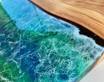 River Waves Epoxy Resin and Naturel Wood Wall Art