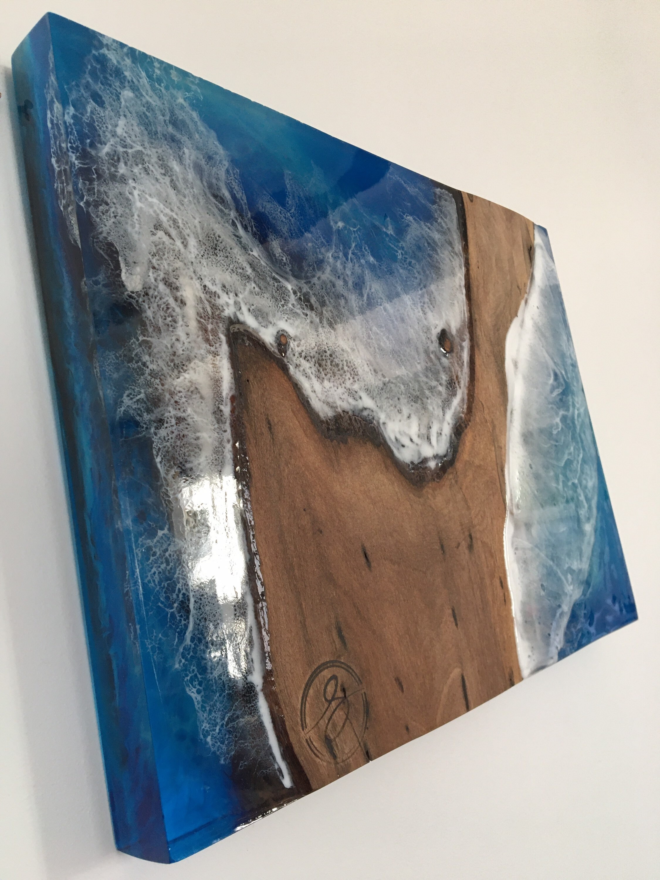 Ocean Waves Epoxy Resin and Walnut Wood Wall Art - Etsy