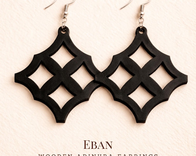 Eban Wooden Earrings – Adinkra Symbol of Protection & Security